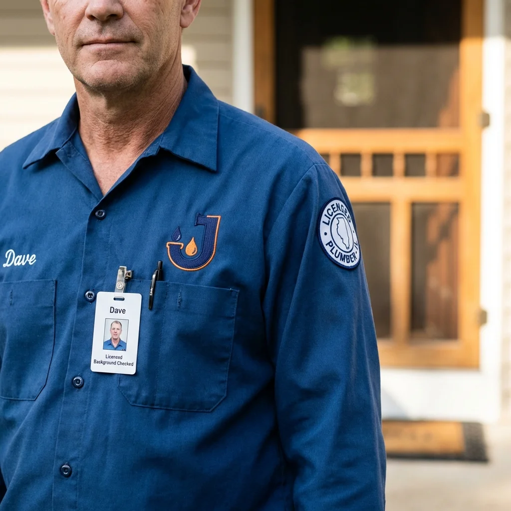 Licensed plumber showing ID badge in Lansing, NY